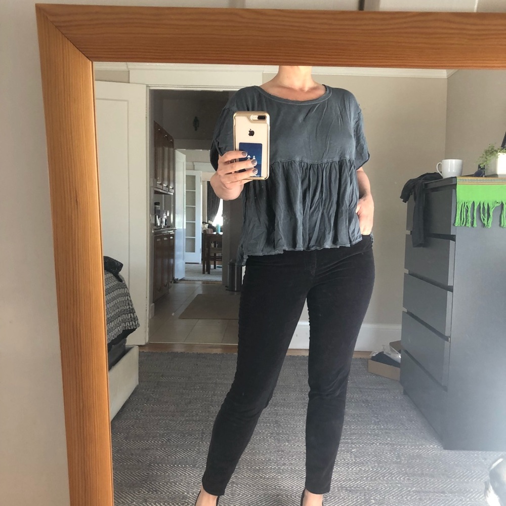 Madewell black velvet skinny jeans size 28